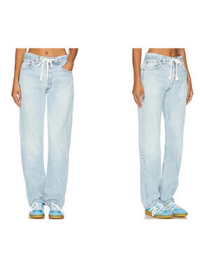 ALIGRACE Vintage Drawstring Wide Leg Jeans Light Denim Size 26 NWT $388msrp